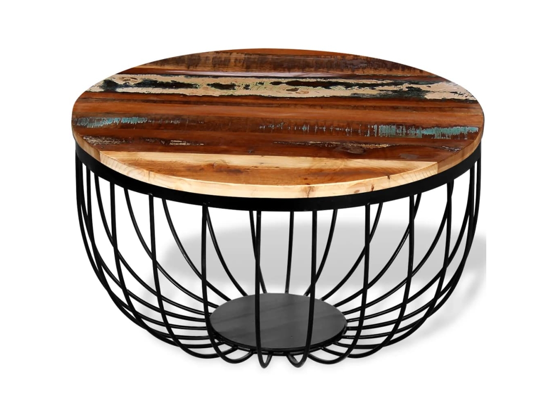 Mesa de Centro de Apoyo en Madera Reciclada Maciza
