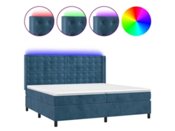 Cama Con Somier VIDAXL Azul Terciopelo (200x200 cm)