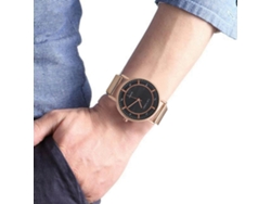 Reloj De Pulsera De Cuarzo Informal Para Hombre Con Correa De Malla Y Esfera Redonda (oro Rosa)
