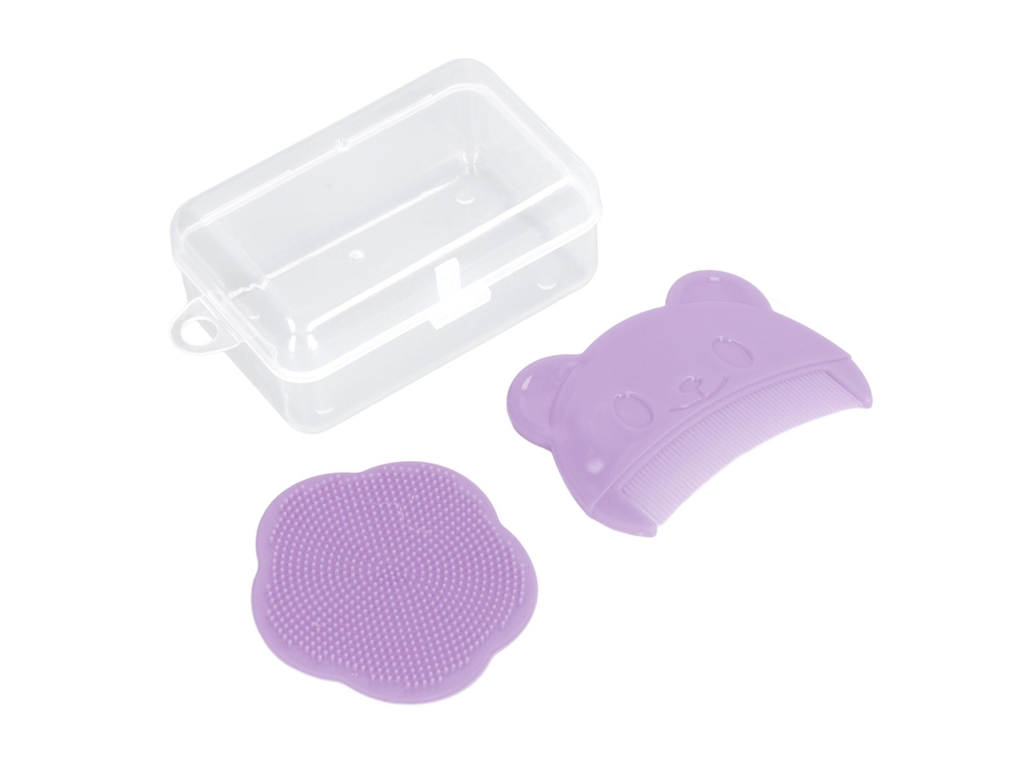 Juego De 2 Cepillos Para El Cuero Cabelludo Del Bebé, De Silicona Suave, Para Limpieza Y Baño De Recién Nacidos, Color Morado.