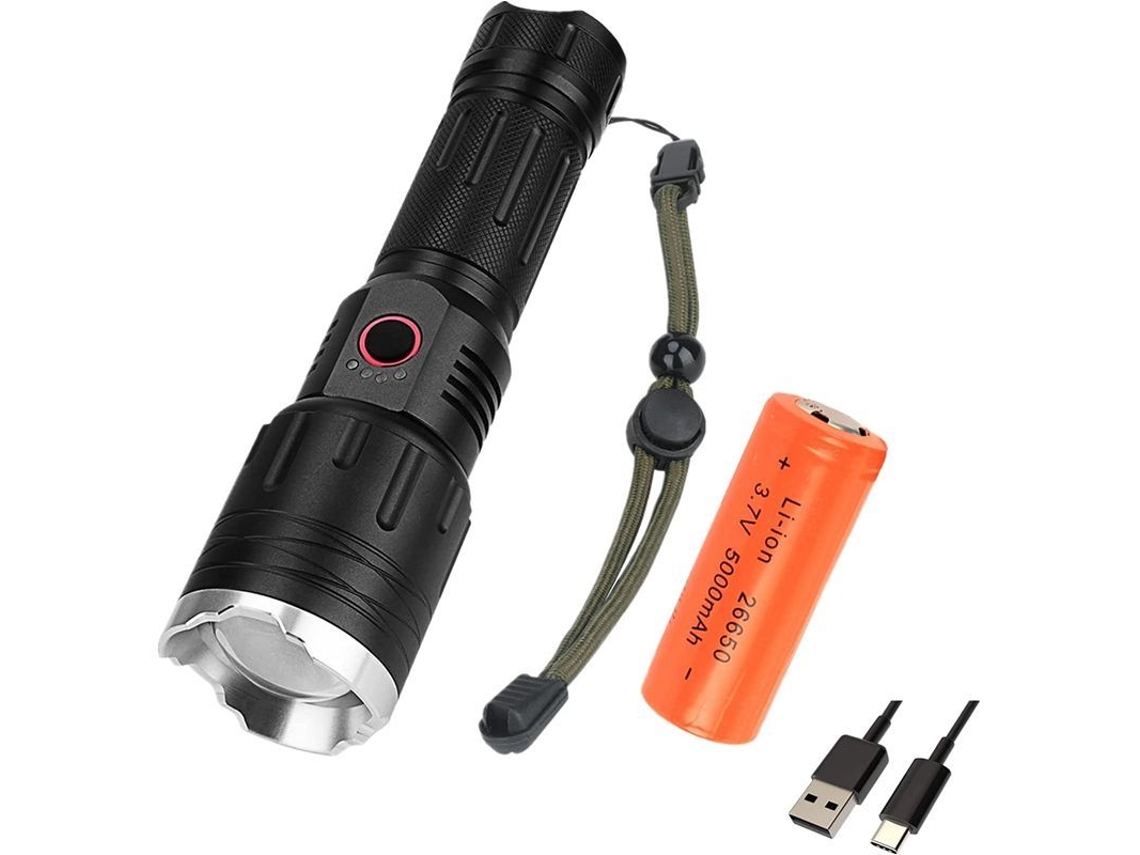 Linterna Recargable De Alta Potencia, 20000 Lúmenes, Linterna Táctica Con 3 Modos, Zoom, Ipx6 Para Acampar, Hacer Senderismo Y Emergencias.