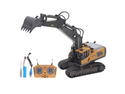 Rebe-juguete Excavadora Rc 2.4g Rotativa Con Luces Y Música, Tractor De Construcción De Aleación Funcional Completo