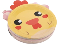 De 50 Platos Desechables con Animales de Granja, En Papel Grueso de 18 Cm, 7 Pulgadas Chaberlu