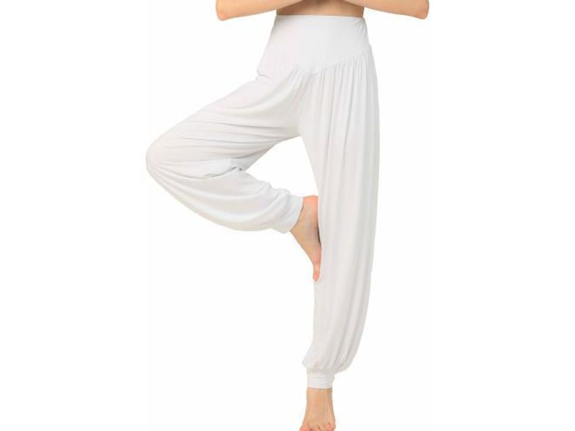 2026-pantalones Harem De Yoga Para Mujer Hippie Boho Verano Baggy Joggers Elásticos Amplios M Blanco