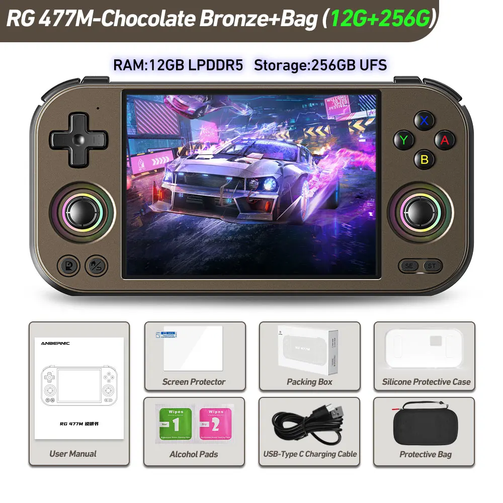 128g (juegos 4k) bronce 12g 256g Bolsa rg477m Consola De Juegos Ltps Reproductor De Juegos Dimensity Multijugador Streaming