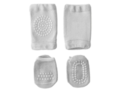 Conjunto Meias E Joelheiras Bebê Antiderrapante Rastejar Andar S 0-1 Ano Algodão