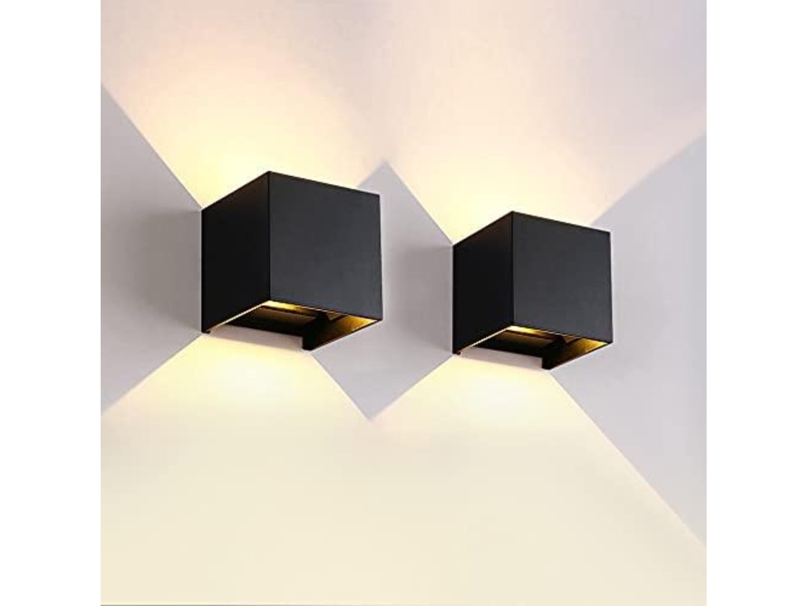 Apliques de Pared Led 2 Piezas 12W Led Apliques de Pared y Abajo Ip65 Luz Blanca Cálida Lámpara de Pared para Apliques de Interior