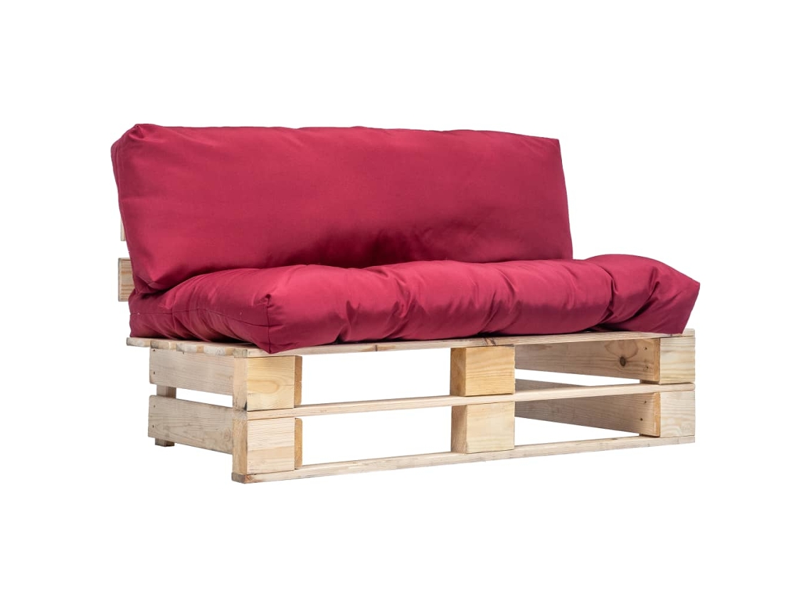 Sofá de palets para jardín con cojines de pino rojo, Dkd Home Decor