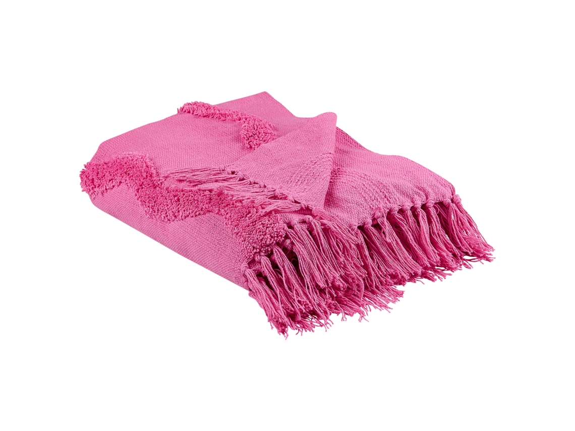 Manta BELIANI Khari (Rosa - Algodón - 125 x 150 cm)