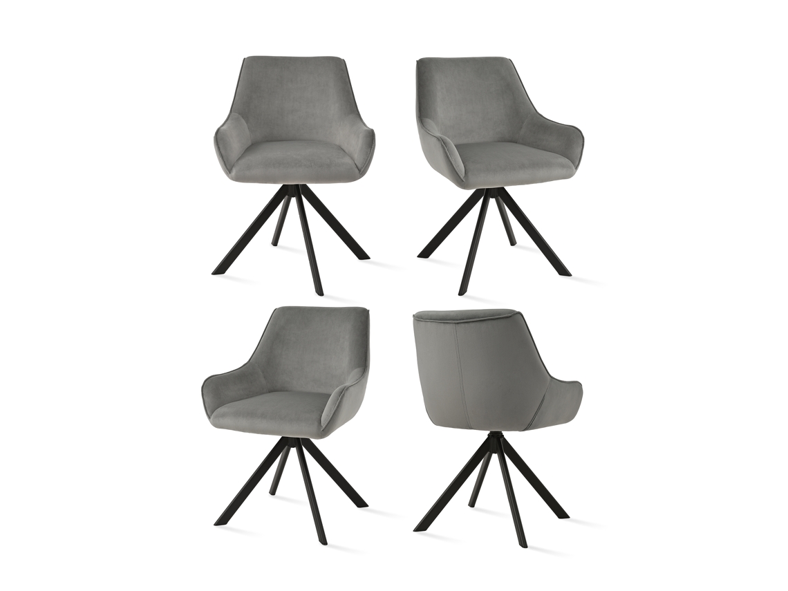 Sillas De Comedor Goeurvant 1178(pack De 4, Gris Claro, Terciopelo)