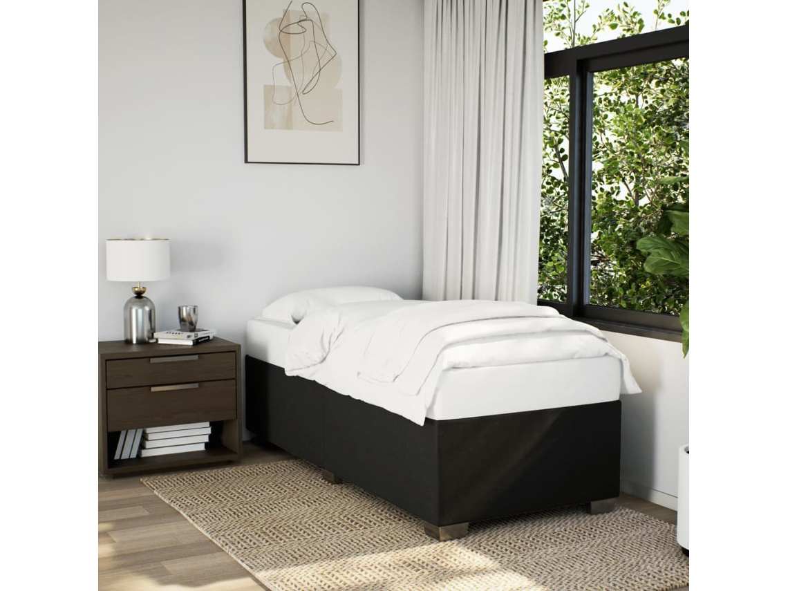 Estructura De Cama Sin Colchón Tela Negro 90x190 Cm