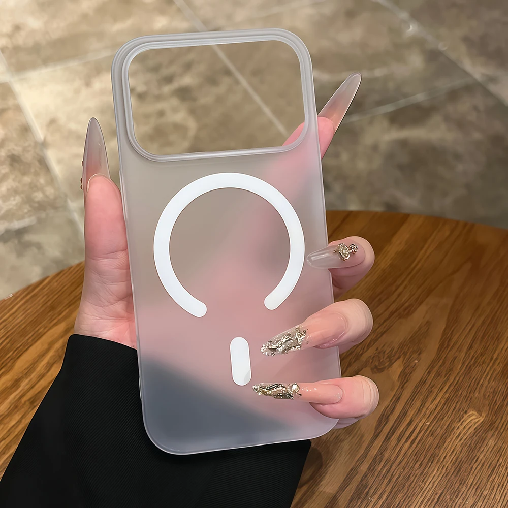 (iphone 17 Pro Blanco) Funda Transparente Mate Para Iphone, Compatible Con Fijación Magnética.
