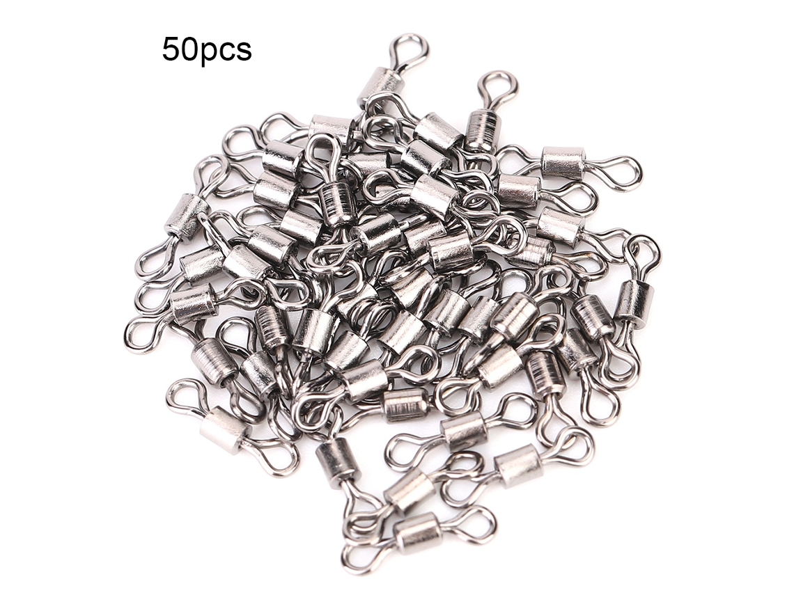Danu26-50pcs Conector De Pesca De Acero Inoxidable Swivel Giratorio Accesorio De Pesca (10)