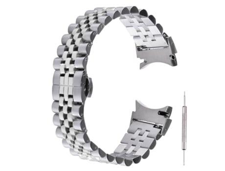 Correa de reloj inteligente para Samsung Galaxy Watch4 de 40 mm/44 mm con cinco cuentas de acero inoxidable (plata)