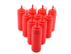 Dispensador De Condimentos De Plástico 340ml 10 Peças Conjunto Para Salsa, Óleo, Crema, Vinagre Vermelho