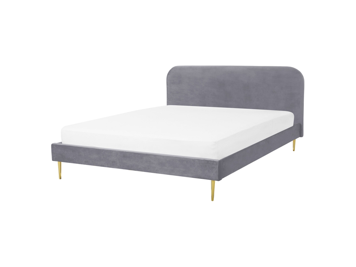 Cama con somier BELIANI Flayat de Terciopelo Gris 173x215x109