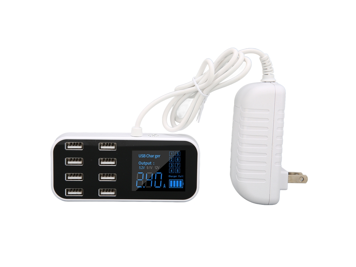 Estación De Carga De Escritorio De 8 Puertos Para Carga Multi-dispositivo 40w Con Pantalla
