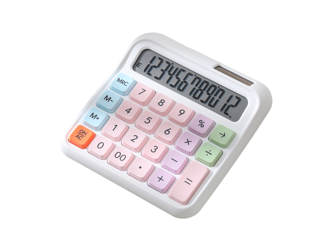 Calculadora De Escritorio De 12 Dígitos Con Teclas Grandes, Pantalla Lcd, Alimentación Solar Y Funcionamiento Con Pilas - Verde