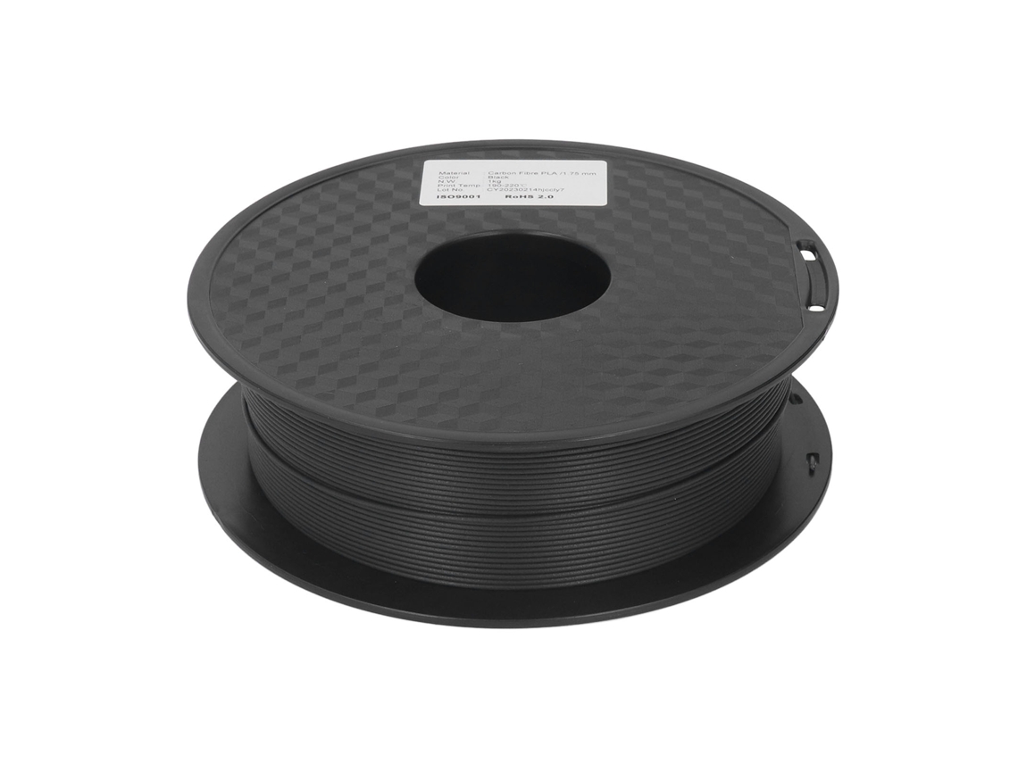 Filamento PLA con fibra de carbono de 1,75 mm para impresora 3D, extrusión suave y resistente, sin marca.