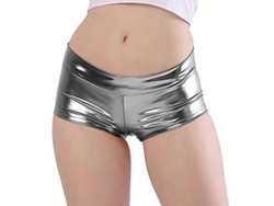 Braguitas Cortas Metálicas Brillantes De Talle Bajo Para Mujer, Ideales Para Festivales De Baile Y Disfraces - Rojo Rosado