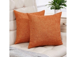 Rebe-funda De Almohada Lino Rústico Naranja Decorativa 45x45cm Para Sofá Pack De 2