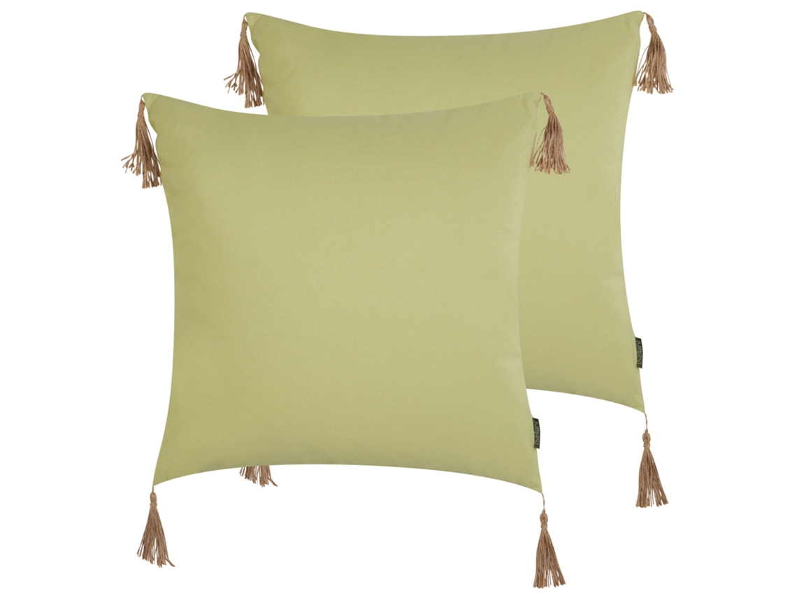 Cojines decorativos con borlas BELIANI Chmistar de Poliéster Verde 45x45x12