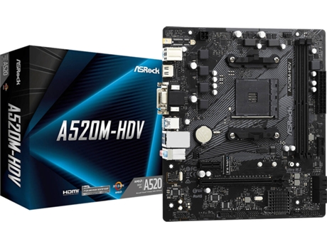 Placa Base ASROCK A520M-HDV (Socket AM4 - AMD A520 - micro ATX)