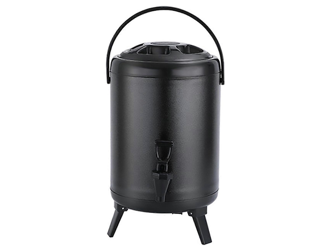 Dispensador térmico de bebidas de acero inoxidable de 12 litros con grifo para bebidas frías y calientes, color negro.