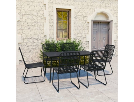 Conjunto 7 de comedor para jardín VIDAXL ratán sintético y vidrio