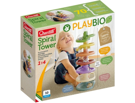 Juego Educativo QUERCETTI Play Bio & Wood Torre Espiral 10 pz (Edad Mínima: 1 Año - 33,5 x 31 x 12,7 cm)