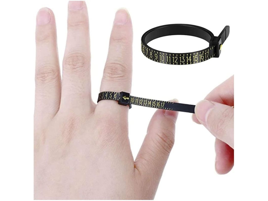 2026-herramienta Medidora De Tamaño De Anillo Reutilizable De Cinta Negra Para Us 1-17