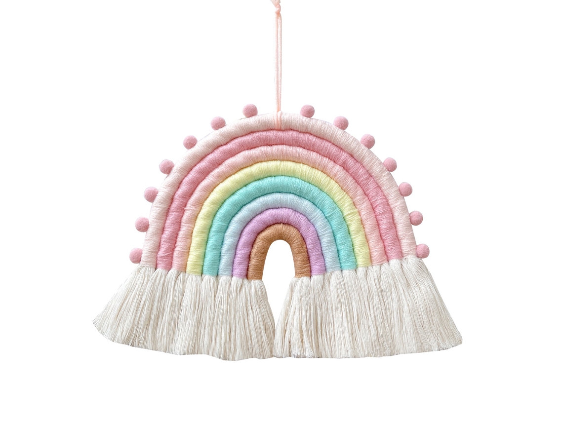 KOFIHETY Colgante de Pared Grande Arcoíris, Decoración Macramé para Habitación Infantil o Sala de Bebés Estilo Boho