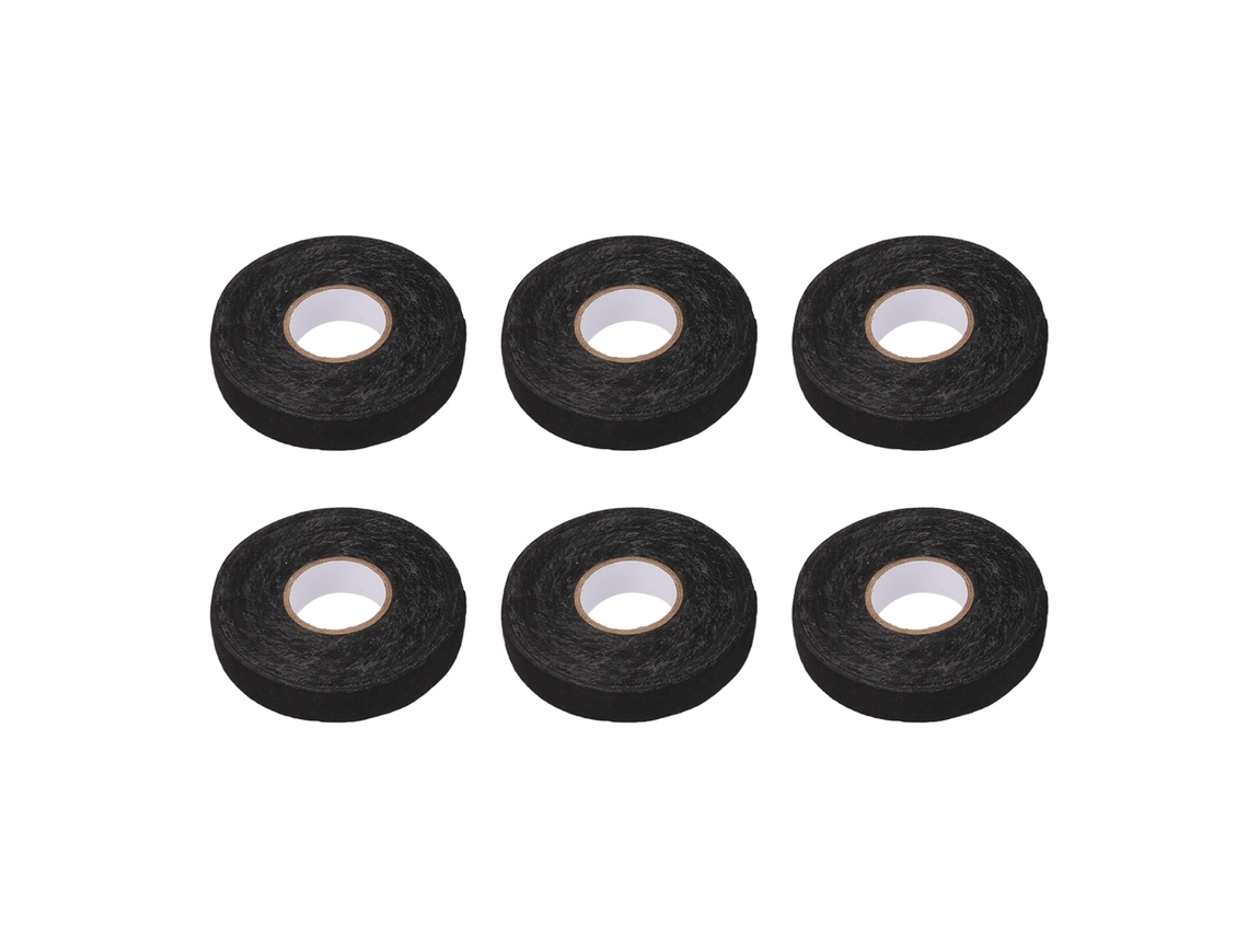 6 Unidades De Cinta De Tela Negra Ignífuga Para Cables De Motor De Coche, 19 Mm X 25 M