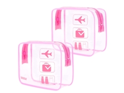 Neceser de viaje transparente con cremalleras, accesorios de viaje de tamaño cuarto, bolsa de cosméticos de maquillaje (2 piezas)