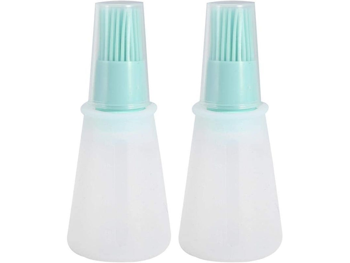 Juego De 2 Brochas De Silicona Con Tapa Para Aceites Y Salsas, Resistentes Al Calor (verde)
