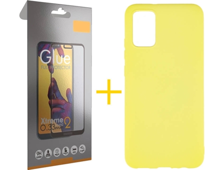 Kit Funda + Protector de Pantalla Samsung A02s SKYHE Cristal Templado 3280 Amarillo