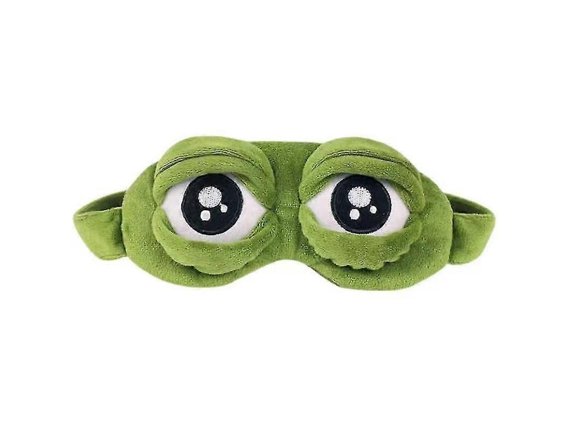 Máscara de dormir com estampa de sapo triste, macia, ideal para viagens e escritório, presente divertido para os olhos, verde, 1 unidade.