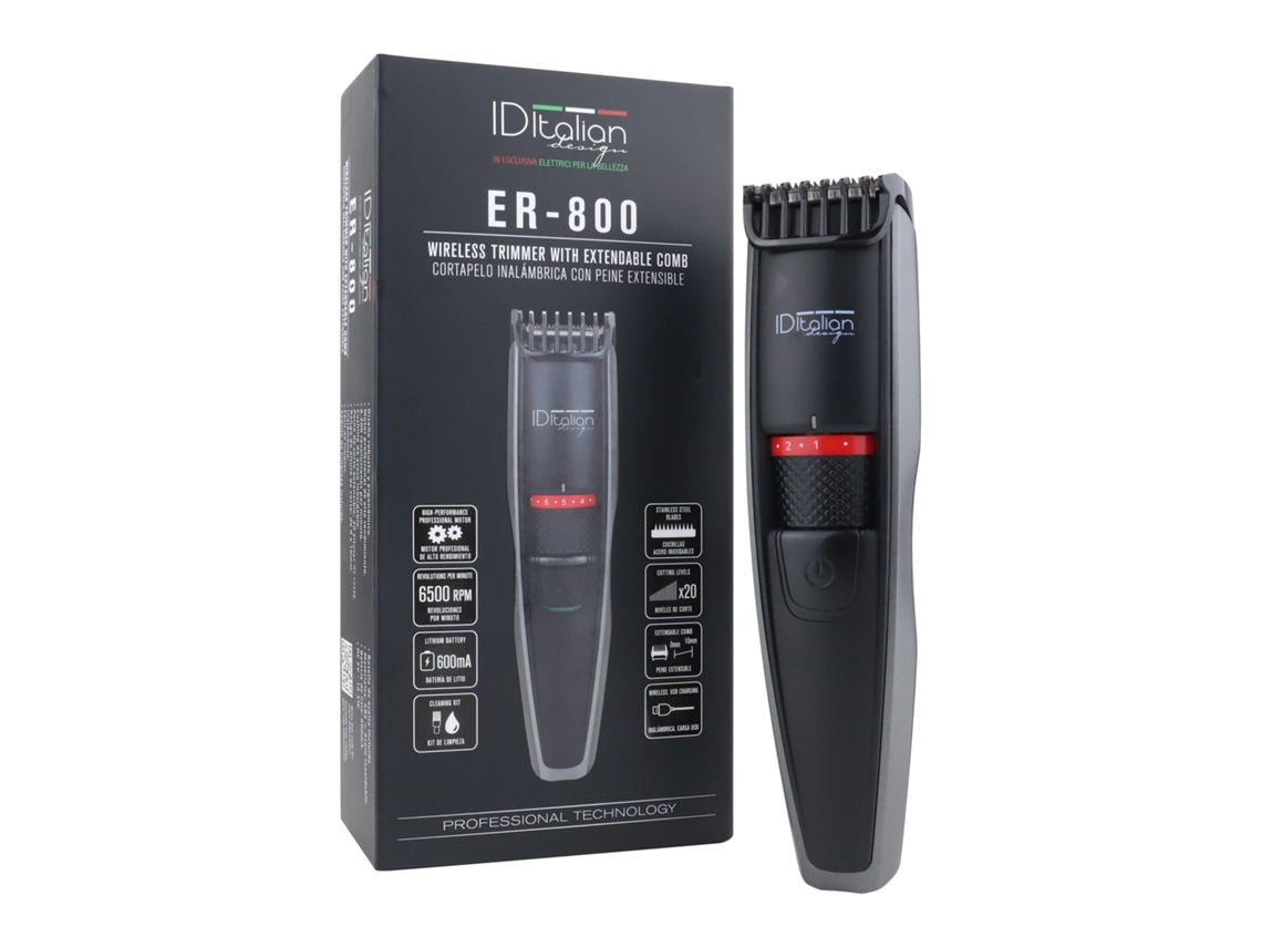 Er 800, Cortapelos Inalámbrico con Peine Extensible, Diseño Italiano