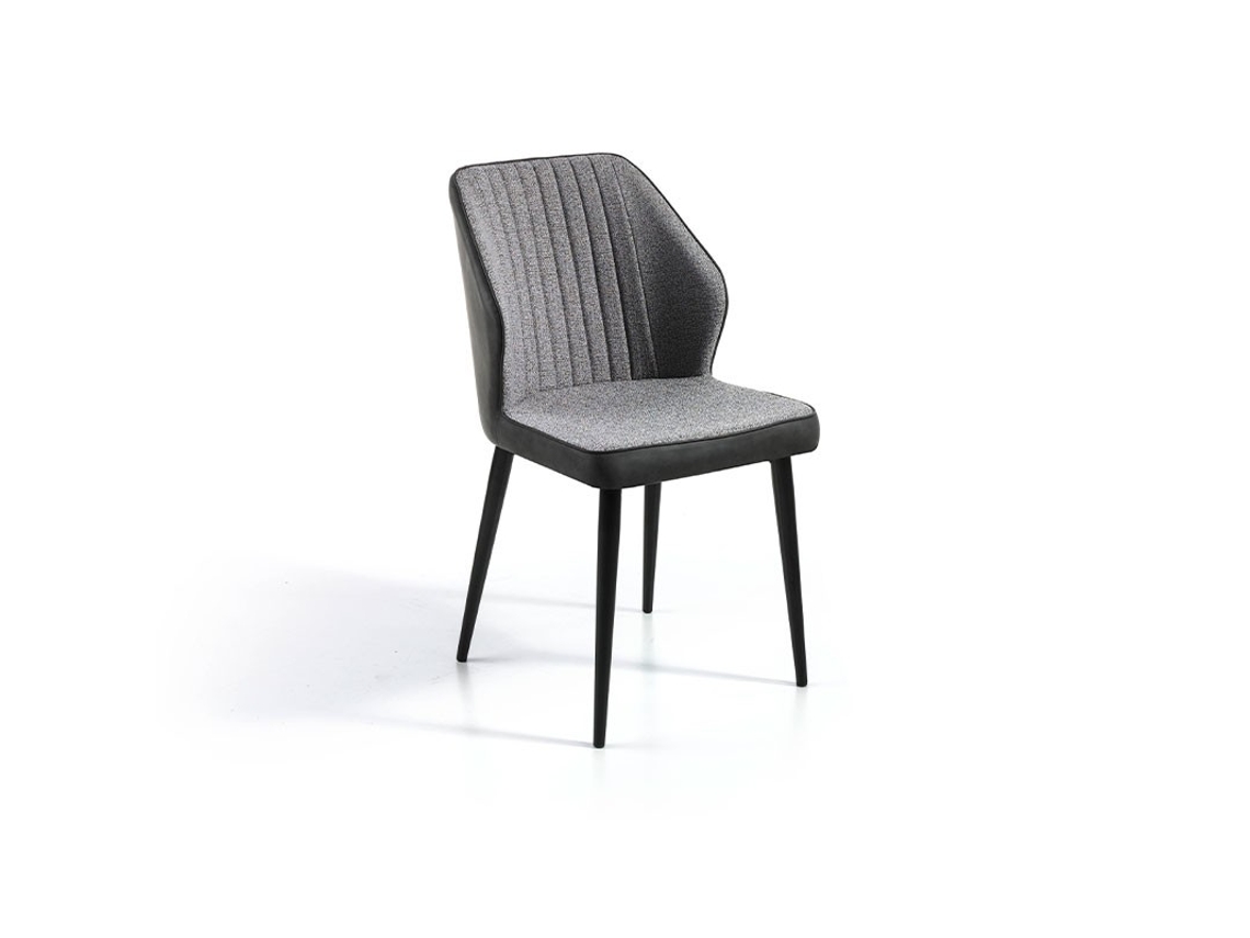 Conjunto de 4 Cadeiras de Jantar Tela Massa MOMMA HOME (Cinzento Escuro - Têxtil -49x61x84 cm)