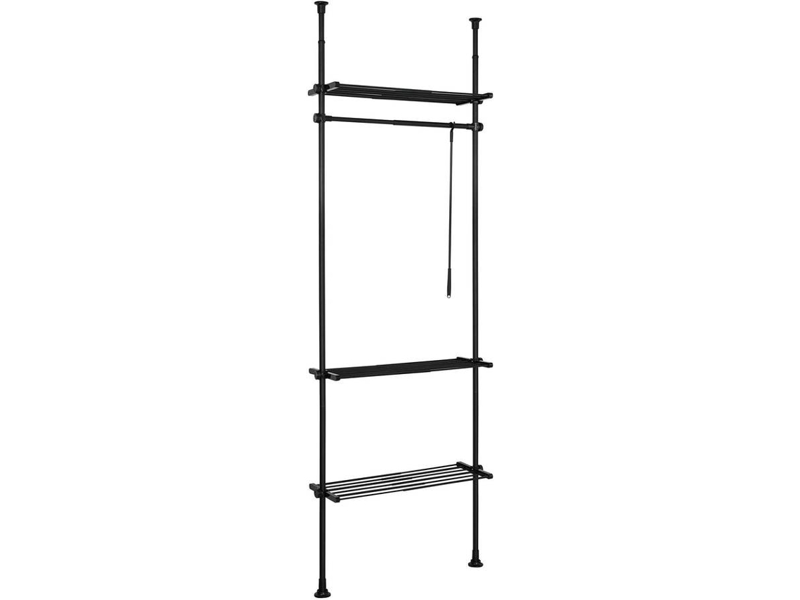 Perchero SOBUY Ajustable (Negro - Plástico y Hierro - 52-80x233-300 cm / 42-70x27 cm)