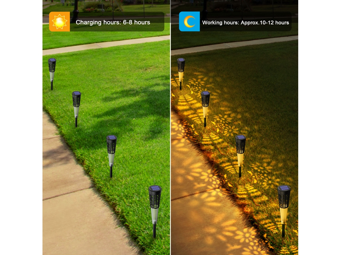2026-lámpara De Jardín Solar 4pcs Con Diseño Hueco, Control De Luz Sensible, Resistencia Al Agua Ip55, 600mah Recargable Para Patio, Jardin, Boda