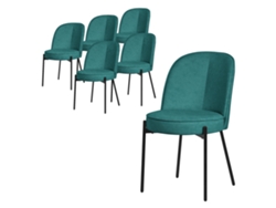 6 Sillas De Comedor Redondas Ml-design Azul Petrol Poliéster Con Respaldo Y Patas De Metal