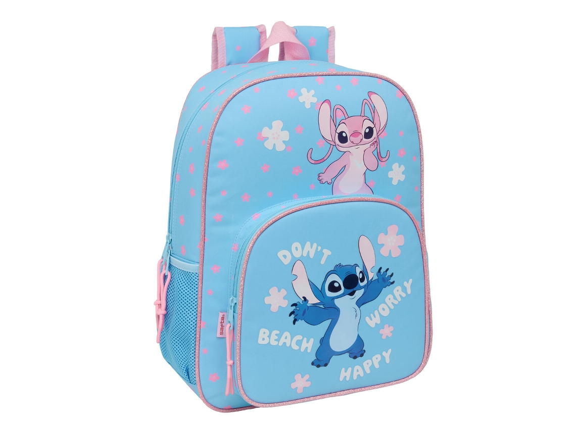 Mochila escolar Lilo Stitch Happy (poliéster 300d azul claro)