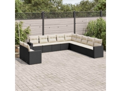 Conjunto de 11 sofás de jardín con cojines de mimbre negro Dkd Home Decor
