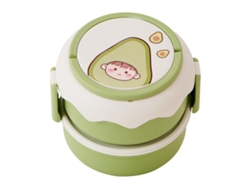 Fiambrera Infantil Apilable De 2 Niveles Con Diseño De Frutas De Dibujos Animados Y Asa De Transporte.