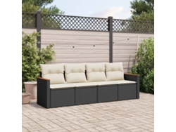 Conjunto de sofás de jardín de 4 piezas DKD Home Decor con cojines de mimbre negros