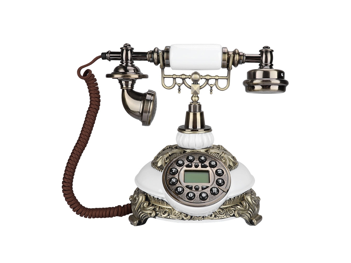 Teléfono clásico (diseño vintage, material de madera)