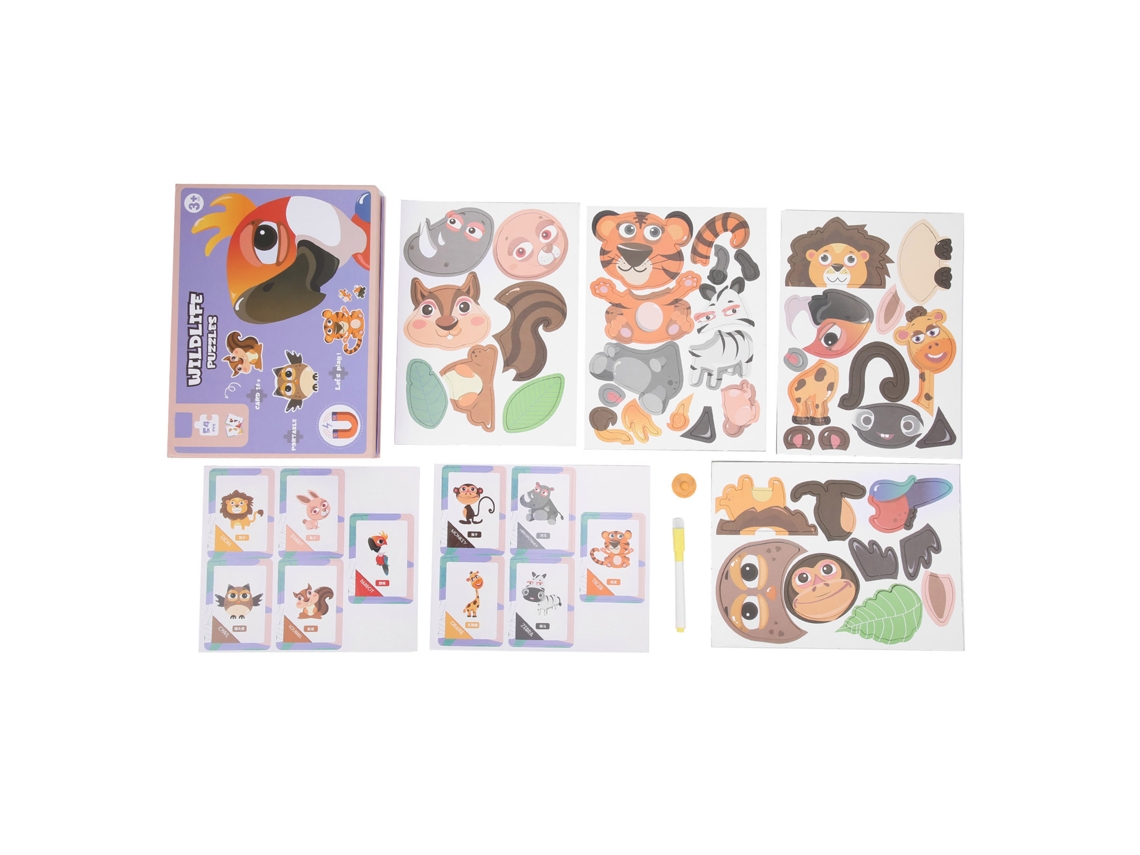 Rompecabezas magnético de animales con tablero de dibujo para armar, juego educativo para niños con patrones de animales.