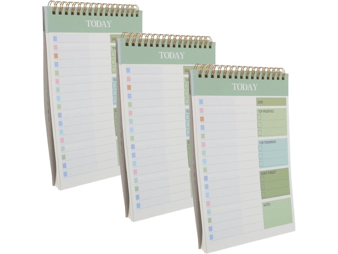 Caderno Planejador Semanal Com Encadernação Em Espiral, Tamanho A5, 3 Cadernos Verdes Sem Data, Diário