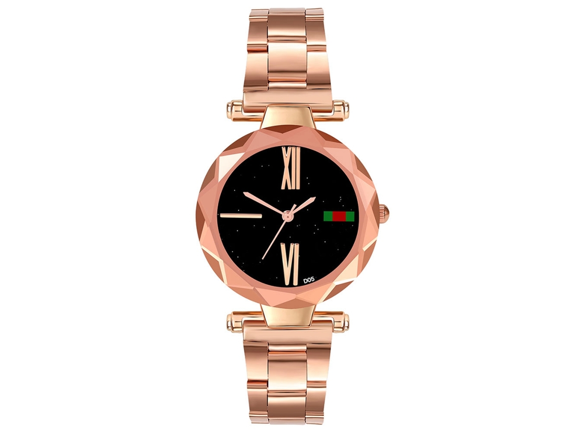 Reloj Casual De Moda Unisex Zhoulianfa Con Brazalete De Acero Y Movimiento De Cuarzo En Oro Rosa.